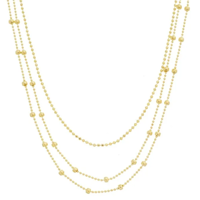 Colar Curto 3 Voltas Alice Bolinhas Folheada a Ouro 18k