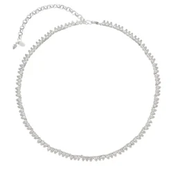 Colar Curto Celina Riviera Zircônias Gota Cristal Folheado em Ródio Branco