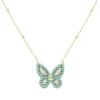 Colar de Borboleta Cecil Zircônia Azul Folheado a Ouro 18k