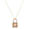 Colar de Cadeado Coração Zircônias Coloridas Thassia Folheado a Ouro 18k