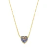 Colar de Coração Maria Antônia Zircônia Tanzanita Folheado a Ouro 18k