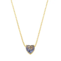 Colar de Coração Maria Antônia Zircônia Tanzanita Folheado a Ouro 18k