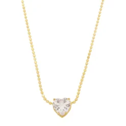 Colar de Coração Maria Antônia Zircônia Cristal Folheado a Ouro 18k