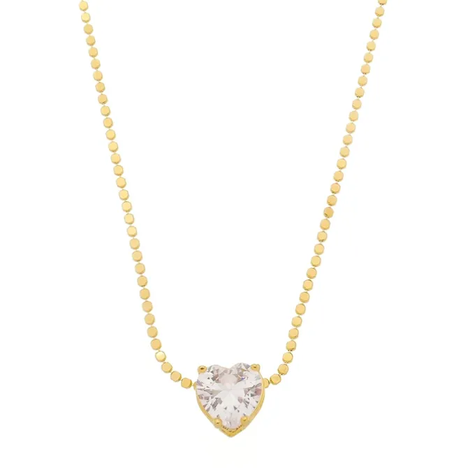Colar de Coração Maria Antônia Zircônia Cristal Folheado a Ouro 18k