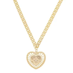 Colar de Coração Vintage Estrela Alpha Folheado a Ouro 18k