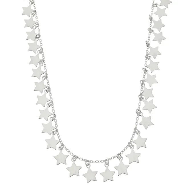 Colar de Estrelas Mira Folheado em Ródio Branco