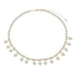 Colar de Pérolas Audrey Folheado a Ouro 18k
