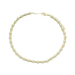 Colar de Pérolas Leonor Tubos Metal Folheado a Ouro 18k