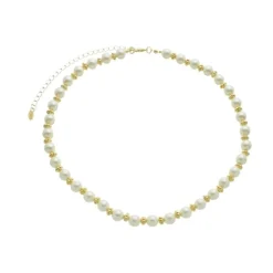 Colar de Pérolas Victória Metal Folheado a Ouro 18k