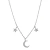 Colar Feminino Alpha Estrela Lua Folheado em Ródio Branco
