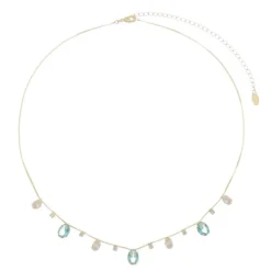 Colar Feminino Amie Zircônias Oval Acqua Folheado a Ouro 18k