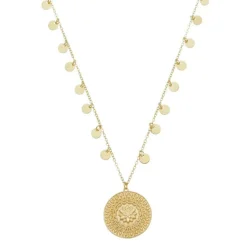 Colar Feminino Medalha Flor de Lótus Cresça Evolua Floresça Folheado a Ouro 18k