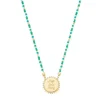 Colar Feminino Medalha Magic Lucky Strong Cristais Folheado a Ouro 18k