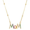 Colar Feminino Mom Zircônias Coloridas Folheado a Ouro 18k