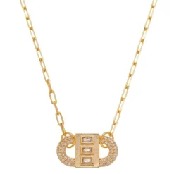 Colar Feminino Rafa Locker Baguete Zircônias Folheado a Ouro 18k