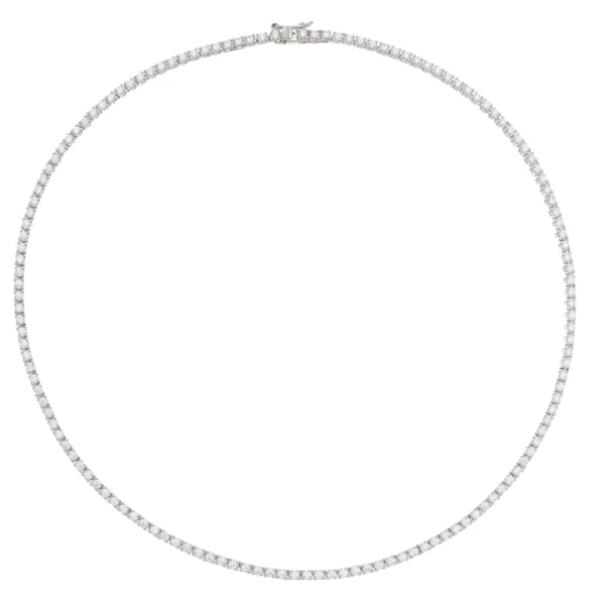 Colar Feminino Riviera Eugene 38 cm Zircônias Prata 925 Banhado em Ródio Branco