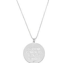 Colar Feminino Sou um com Deus Folheado em Ródio Branco