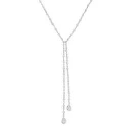 Colar Gravatinha Shine Zircônias Folheado em Ródio Branco