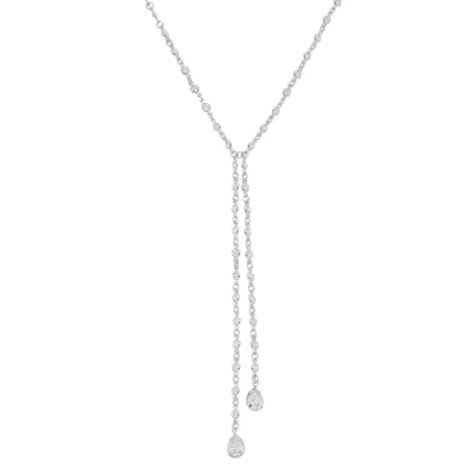 Colar Gravatinha Shine Zircônias Folheado em Ródio Branco