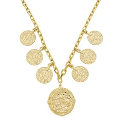 Colar Jade Medalhas Folheado a Ouro 18k