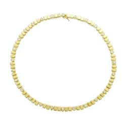 Colar Leticia Malha Detalhes Zircônias Folheado a Ouro 18k