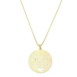 Colar Longo Medalha Ho’oponopono Folheado a Ouro 18k