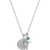 Colar Longo Medalha Martha Amuletos Folheado em Rodio Branco