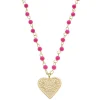 Colar Love Coração Olho Grego Zircônias Murano Pink Folheado a Ouro 18k