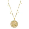 Colar Luck Medalha Trevo de Quatro Folhas Zircônias Folheado a Ouro 18k