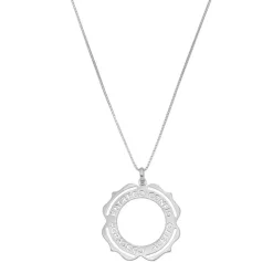Colar Mandala Entrego Confio Aceito Agradeço Folheado em Ródio Branco