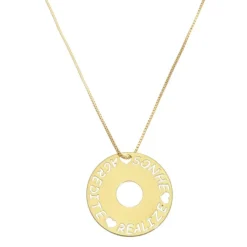 Colar Mandala Sonhe Acredite Realize Folheado a Ouro 18k
