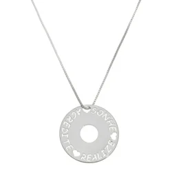 Colar Mandala Sonhe Acredite Realize Folheado em Ródio Branco