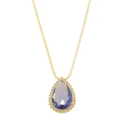 Colar Maria Fernanda Gota Zircônia Tanzanita Folheado a Ouro 18k