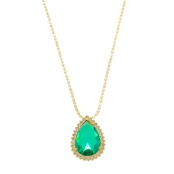 Colar Maria Fernanda Gota Zircônia Turmalina Folheado a Ouro 18k