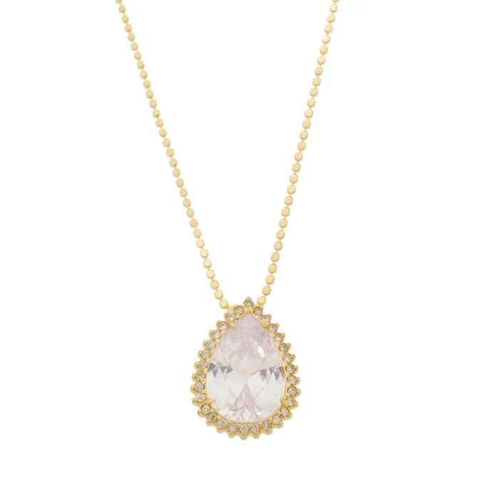 Colar Maria Fernanda Gota Zircônia Cristal Folheado a Ouro 18k