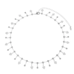 Colar Maria Sofia Mini Medalha Coração Zircônias Folheado em Ródio Branco