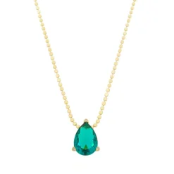 Colar Maria Sophia Gota Zircônia Turmalina Folheado a Ouro 18k