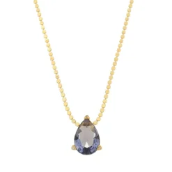Colar Maria Sophia Gota Zircônia Tanzanita Folheado a Ouro 18k
