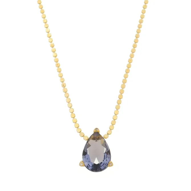 Colar Maria Sophia Gota Zircônia Tanzanita Folheado a Ouro 18k