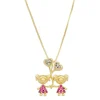 Colar Mãe de Meninas Coração Zircônias Pink Folheado a Ouro 18k