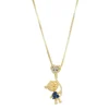 Colar Mãe de Menino Boné Coração Zircônias Safira Folheado a Ouro 18k