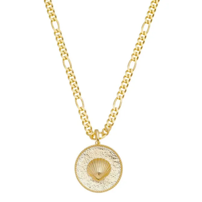 Colar Medalha Concha Mar Doce Lar Folheado a Ouro 18k