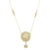Colar Medalha Nossa Senhora das Graças Zircônias Folheado a Ouro 18k
