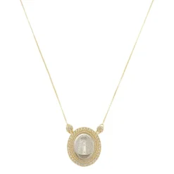 Colar Medalha Nossa Senhora Aparecida Zircônias Folheado a Ouro 18k