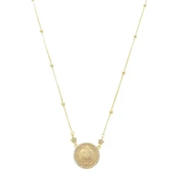 Colar Medalha São Bento Zircônias Folheado a Ouro 18k Piuka