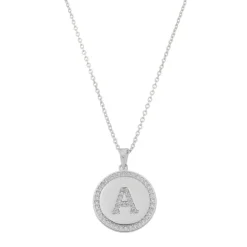 Colar Medalha Thassia Letra Nome Zircônias Folheado em Ródio Branco