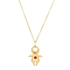 Colar Menina Ponto de Luz Pink Folheado a Ouro 18k