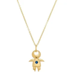 Colar Menino Ponto de Luz Safira Folheado a Ouro 18k