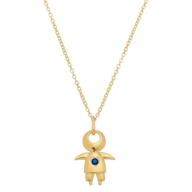 Colar Menino Ponto de Luz Safira Folheado a Ouro 18k