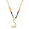 Colar Mia Lua Pérolas de Água Doce Pedras Naturais Multicoloridas Folheado a Ouro 18k